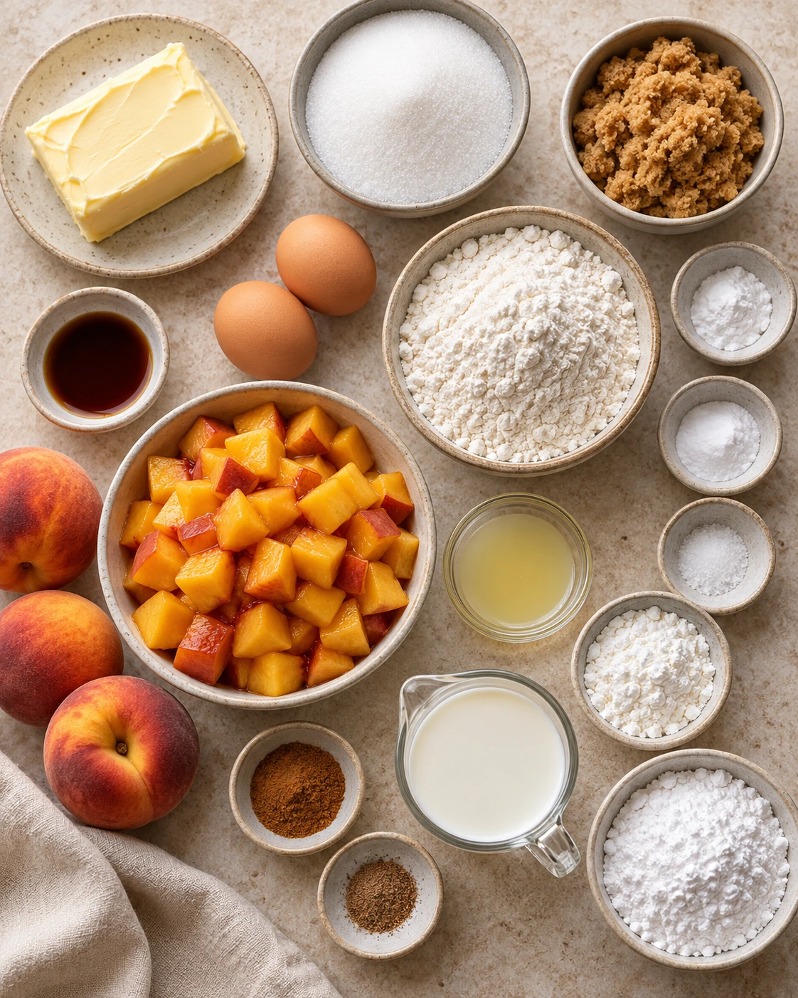 Exact measured ingredients for Peach Cobbler Cookie Cups