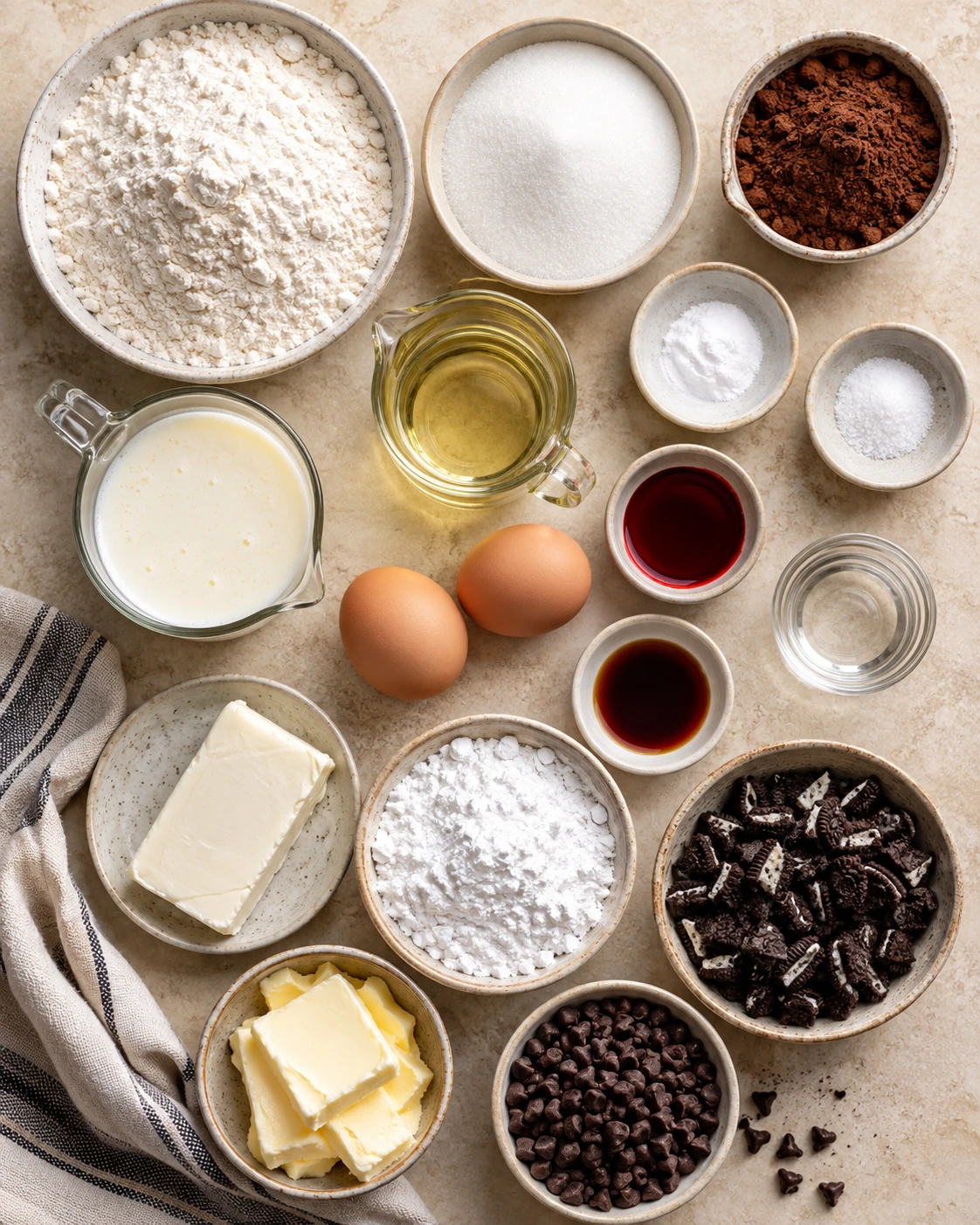 Exact measured ingredients for Cookies & Cream Red Velvet Bites