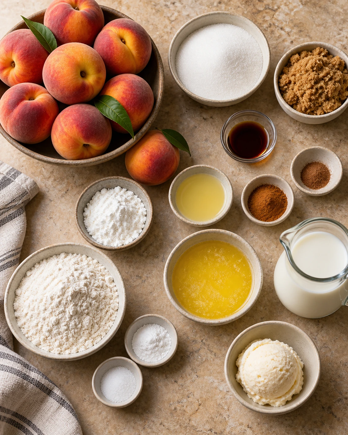 Exact measured ingredients for Southern Peach Cobbler