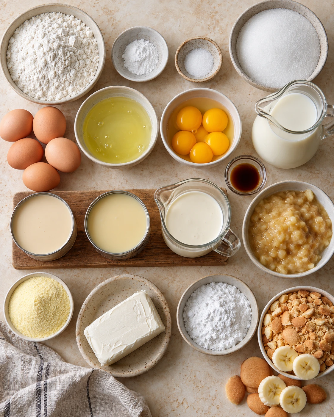 Exact measured ingredients for Banana Pudding Tres Leches Cake