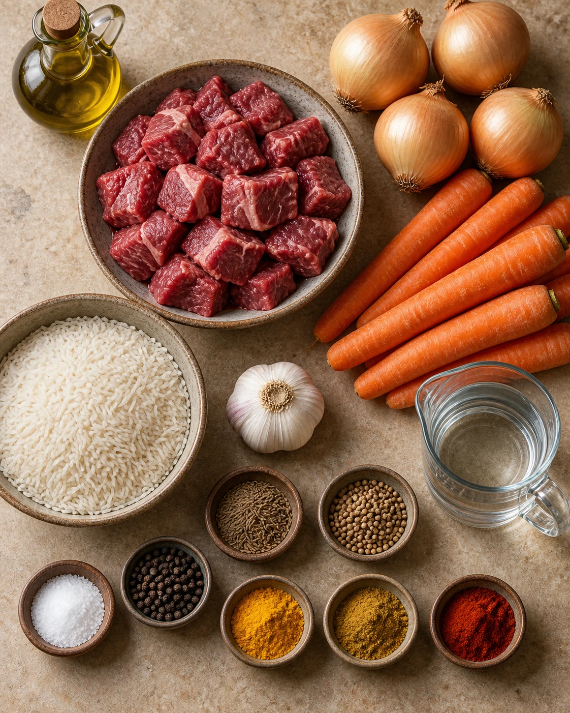 Exact measured ingredients for Beef Rice Plov
