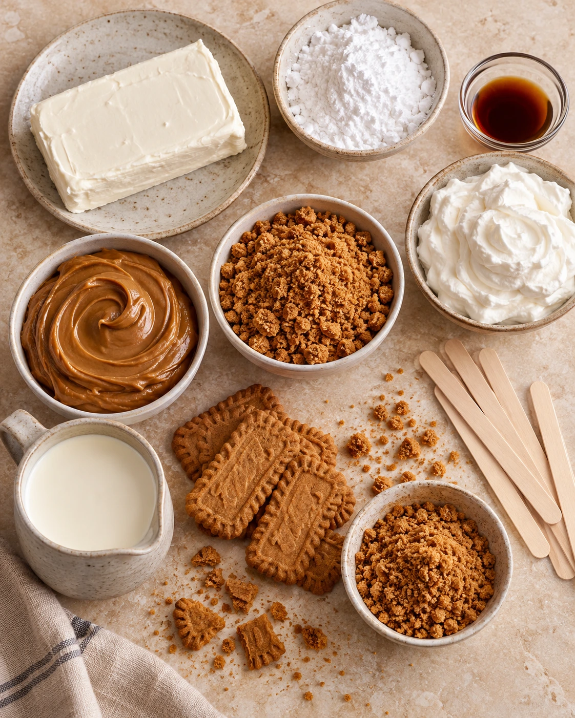 Exact measured ingredients for Biscoff Cookie Butter Cheesecake Pops