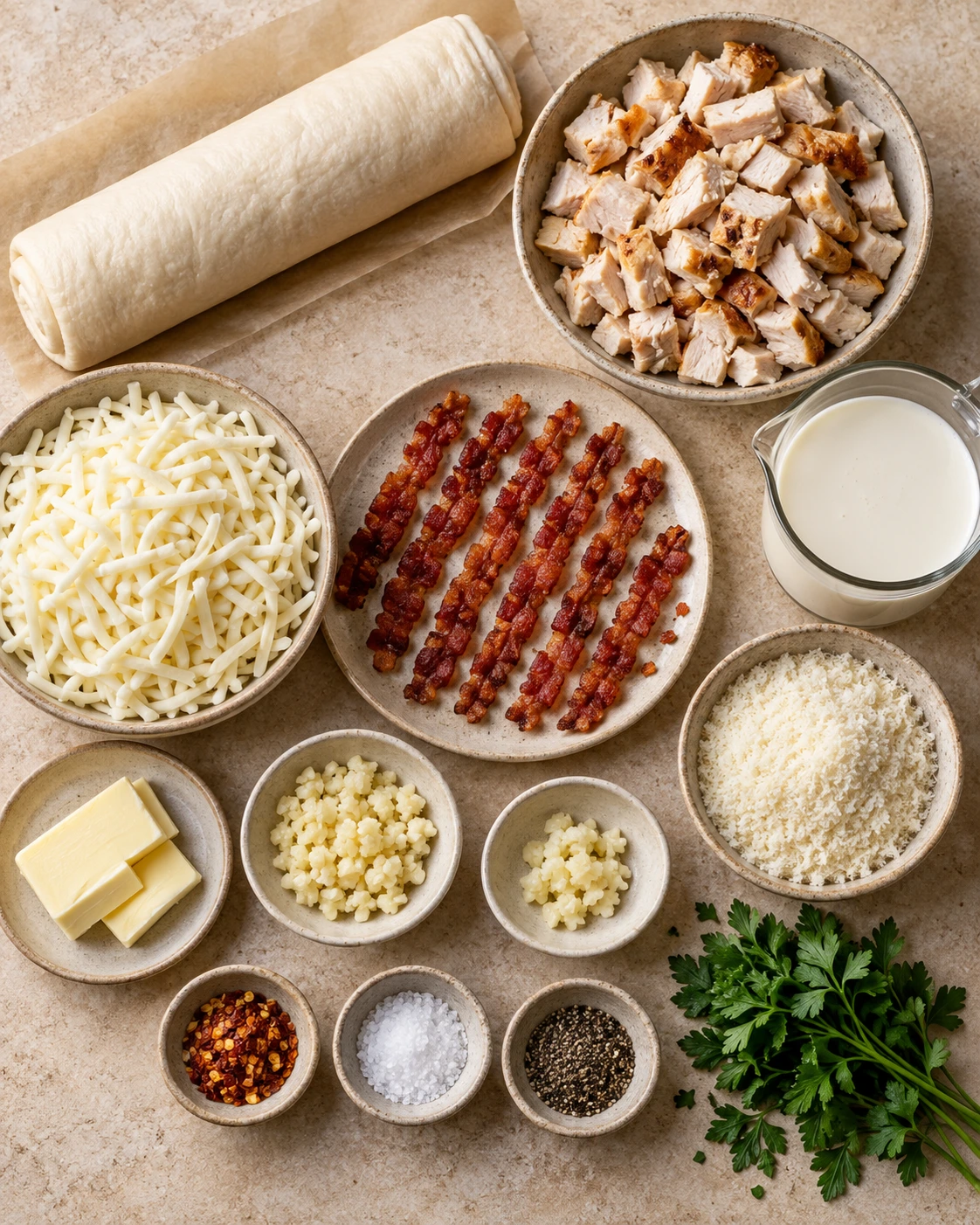 Exact measured ingredients for Chicken Alfredo Little Caesars Crazy Puffs
