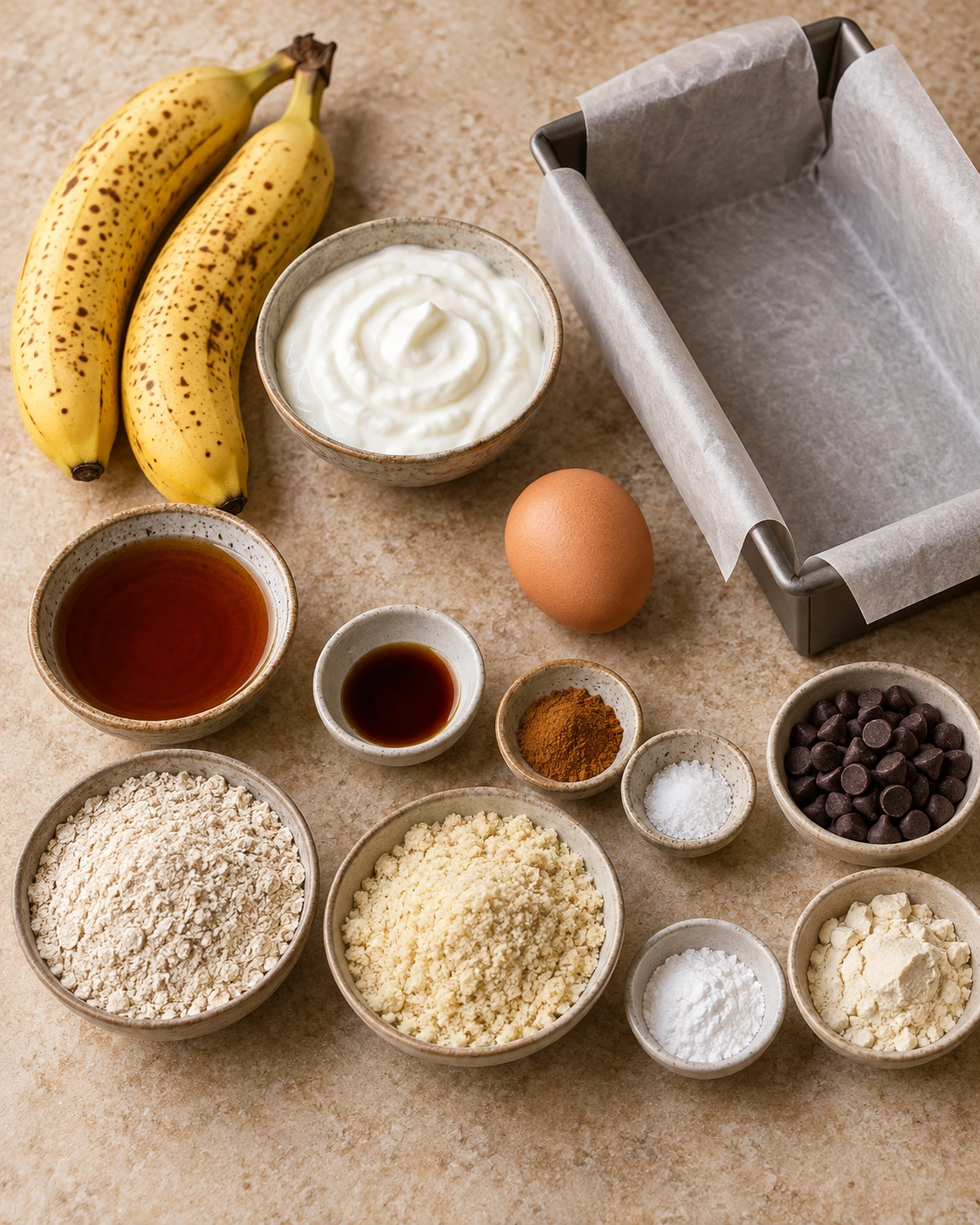 Exact measured ingredients for Greek Yogurt Banana Bread