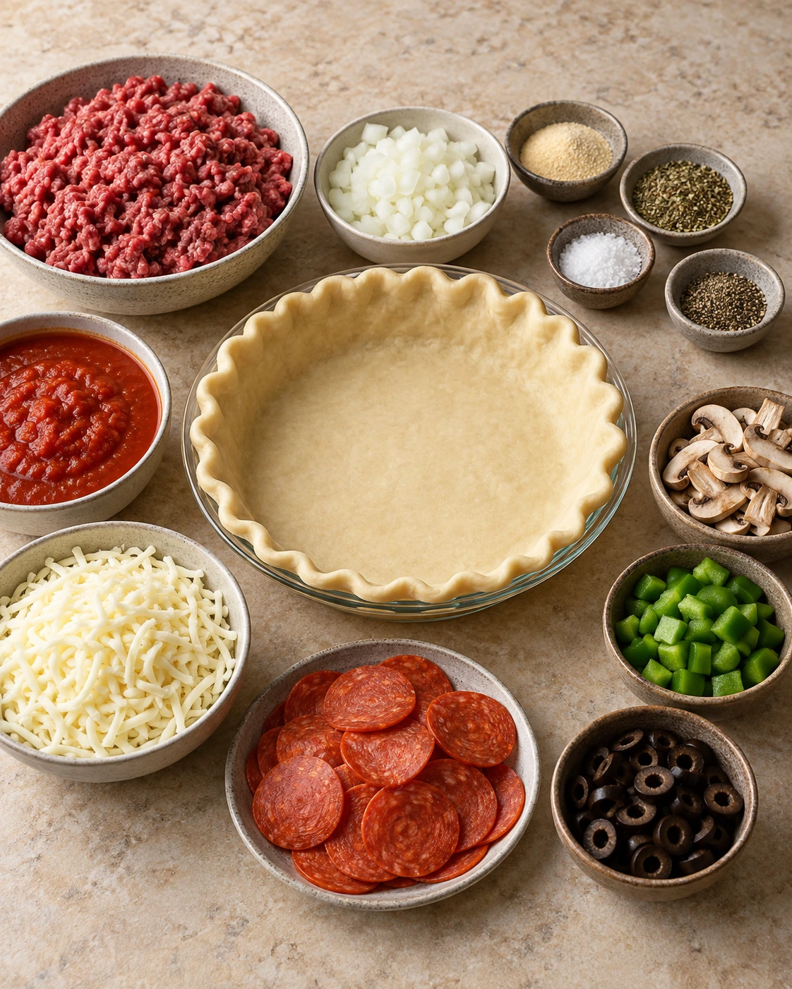 Exact measured ingredients for The Pizza Burger Pie