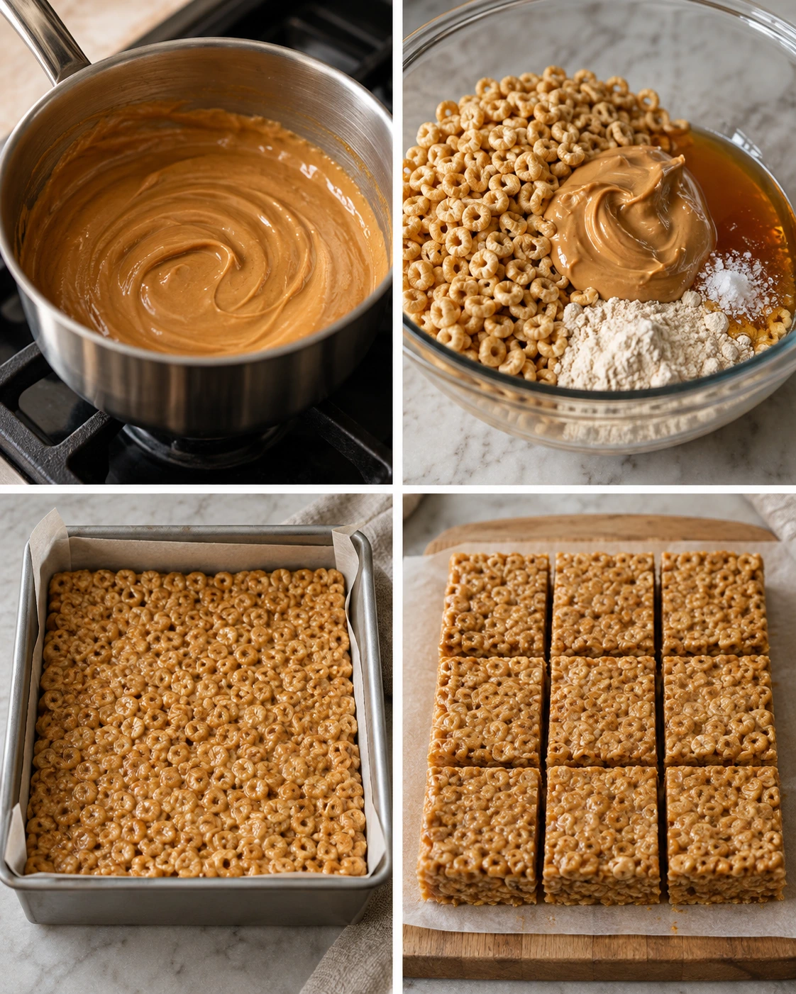 Four chronological preparation stages for Cereal Bars