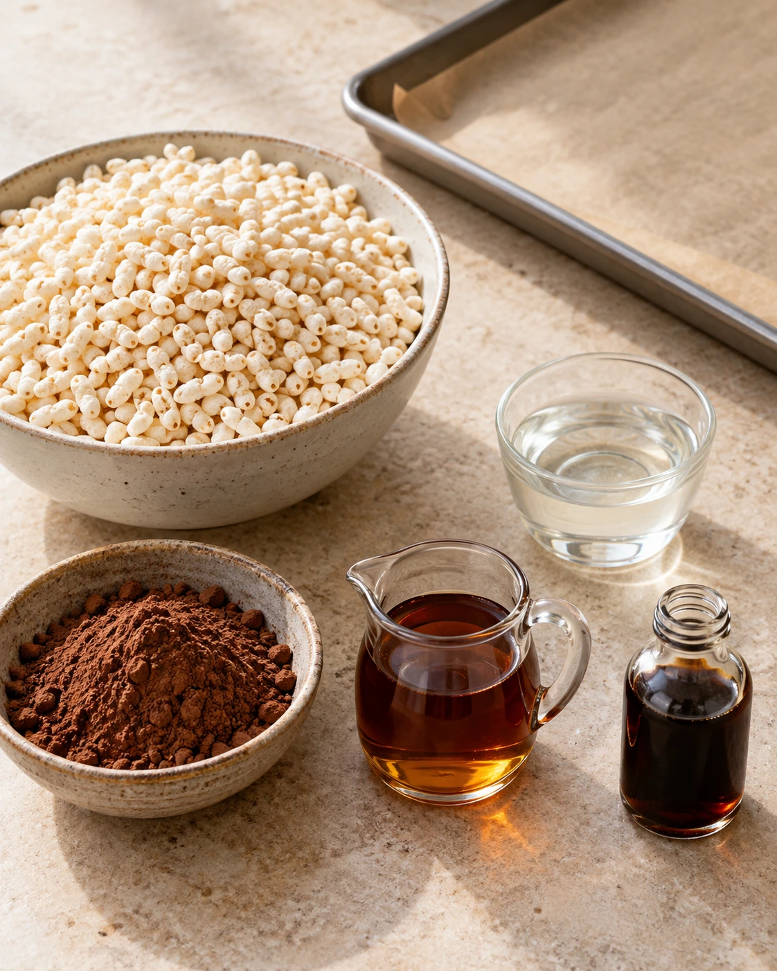 Exact measured ingredients for Healthy Crispy Chocolate Puffed Rice Cereal