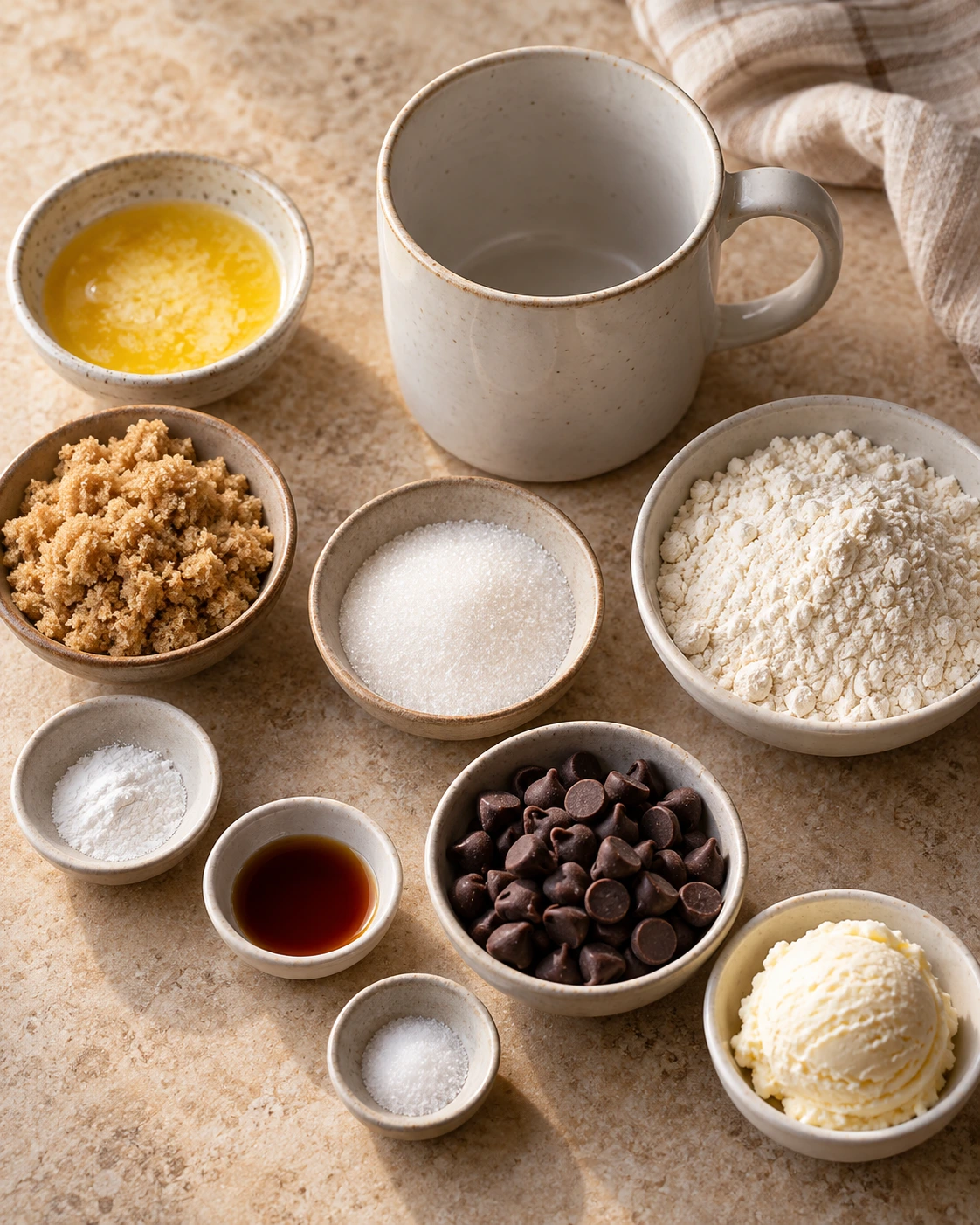 Exact measured ingredients for Microwave Chocolate Chip Cookie