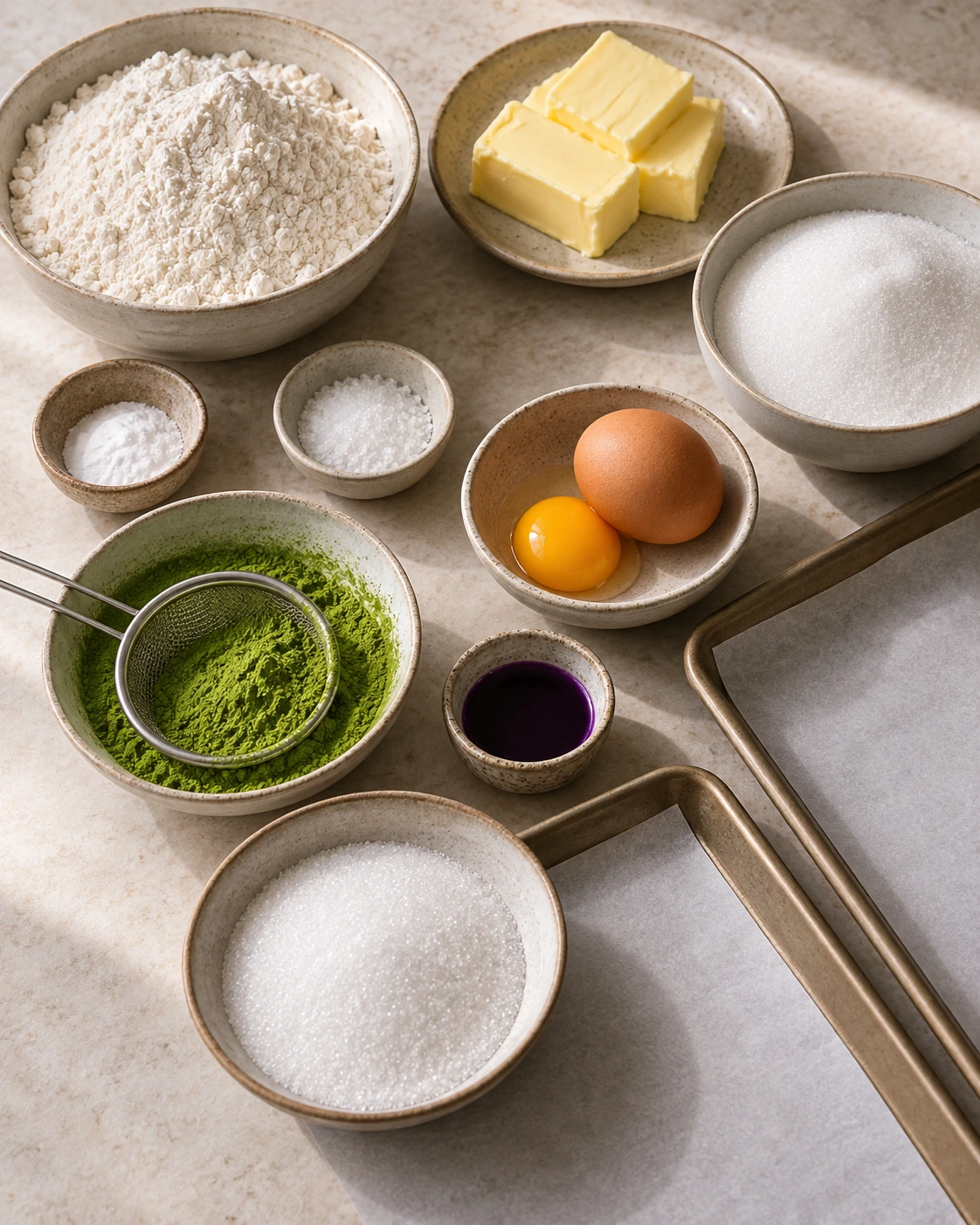 Exact measured ingredients for Matcha Ube Cookies