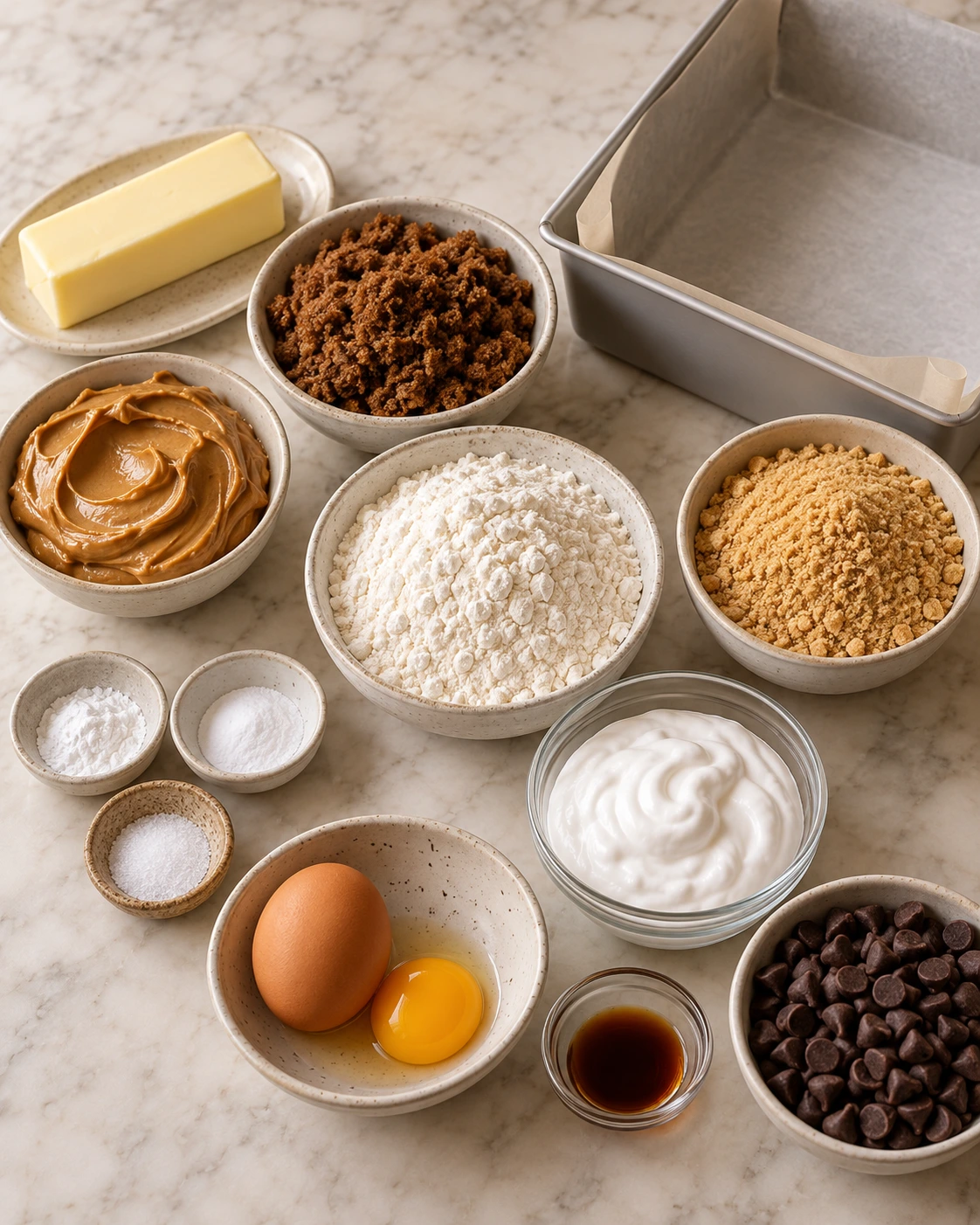 Exact measured ingredients for Peanut Butter S'mores Blondies