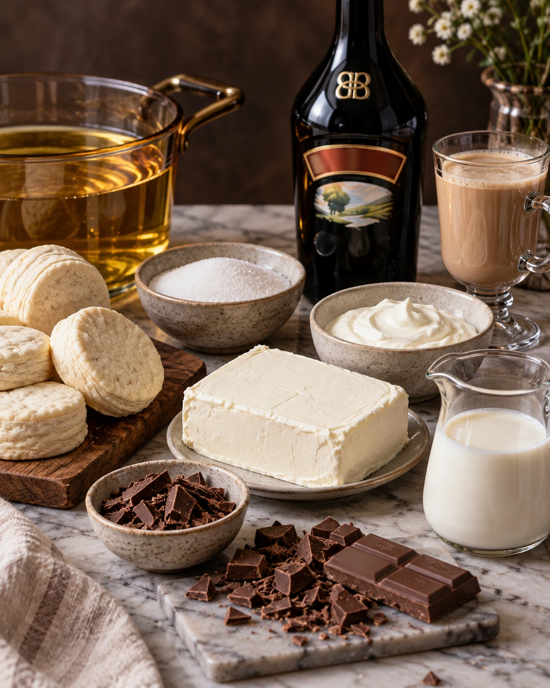 Exact measured ingredients for Bailey's Cheesecake Doughnuts