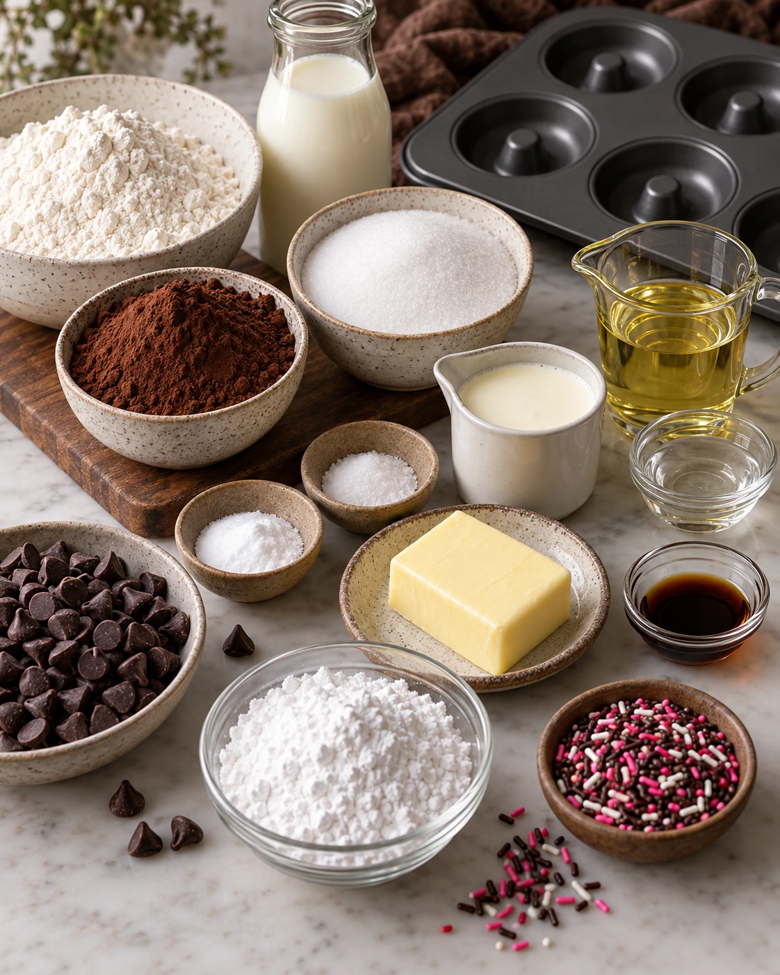 Exact measured ingredients for Chocolate Baked Donuts