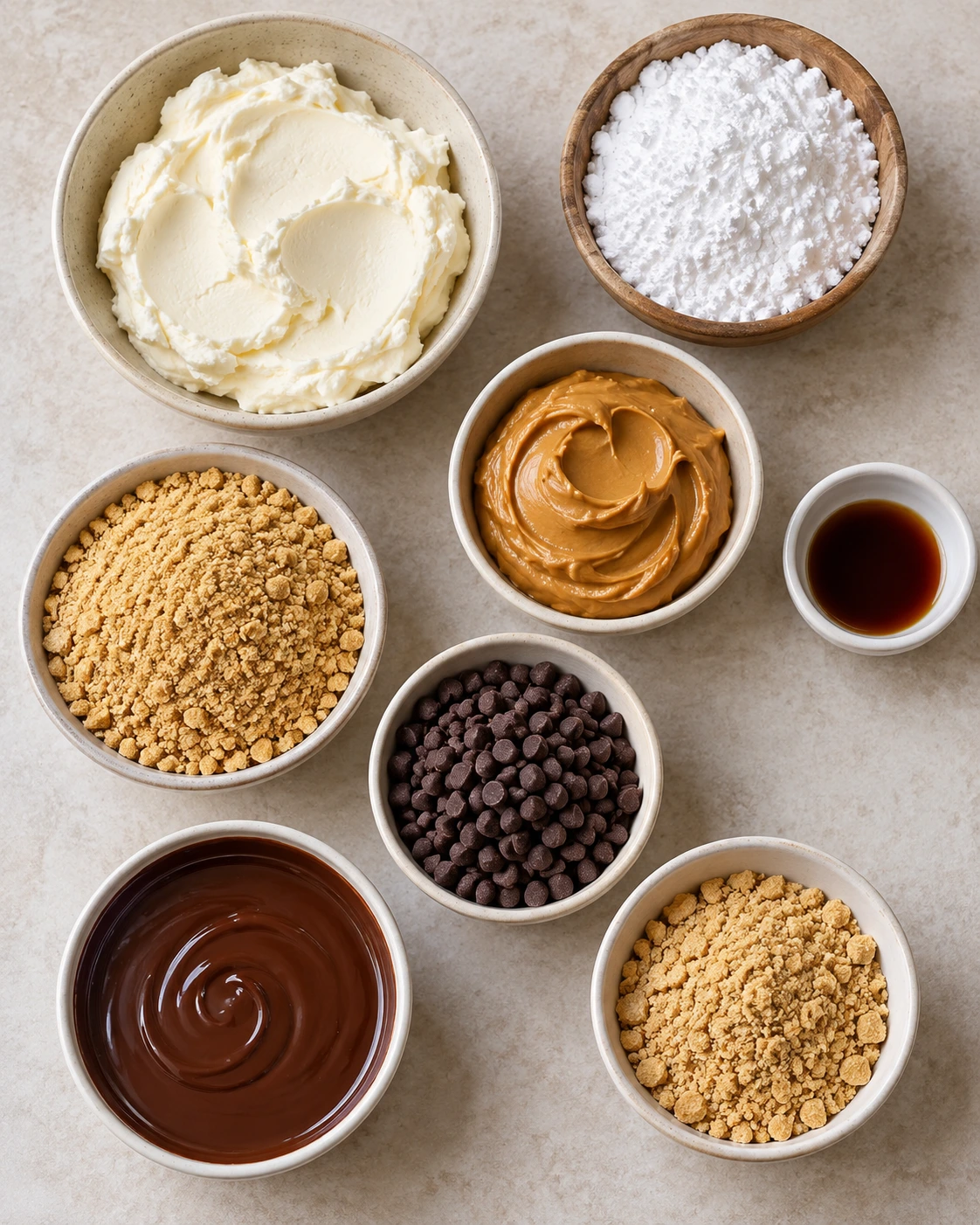 Exact measured ingredients for No-Bake Peanut Butter Cheesecake Balls