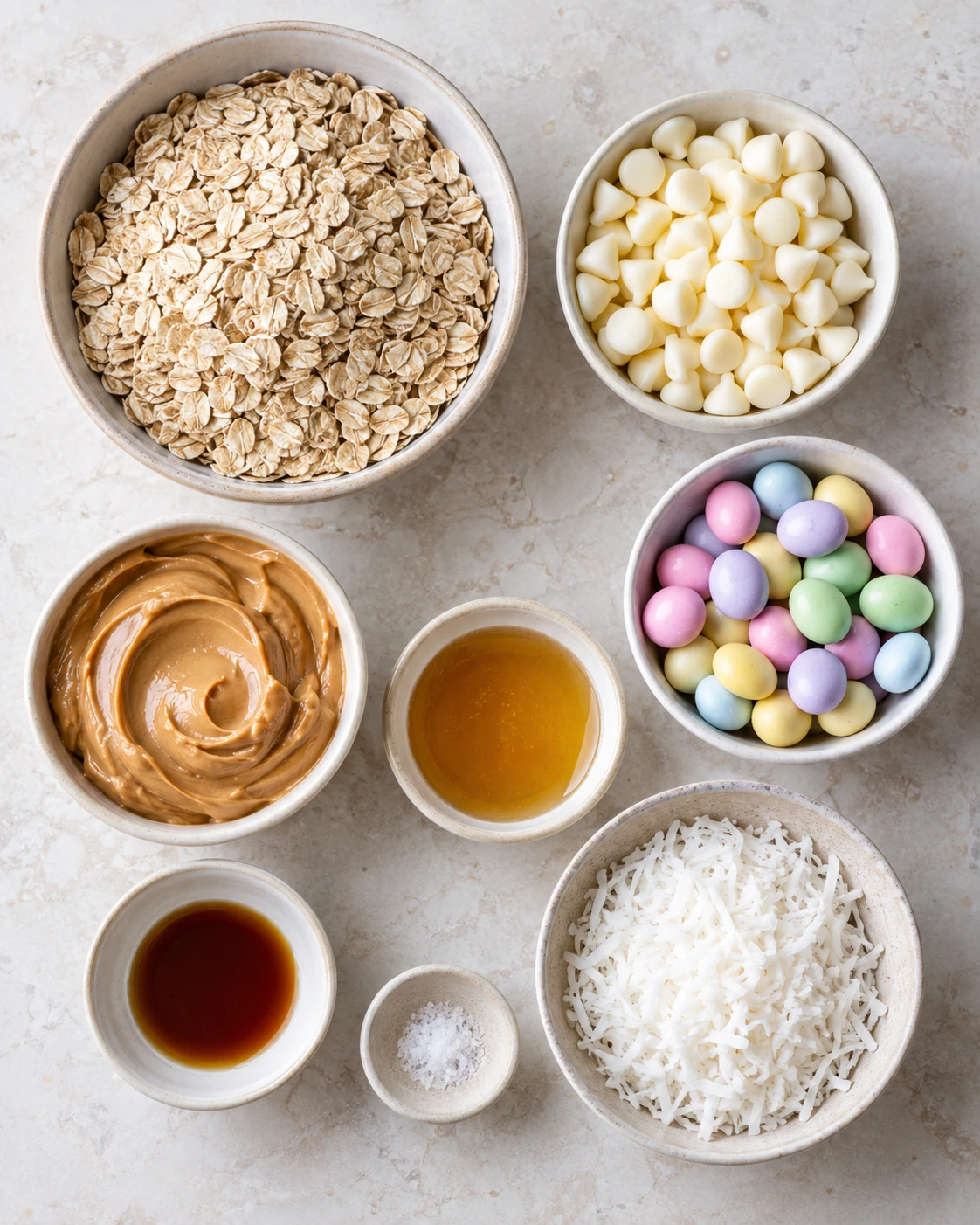 Exact measured ingredients for Easter Egg Cookie Dough Bites