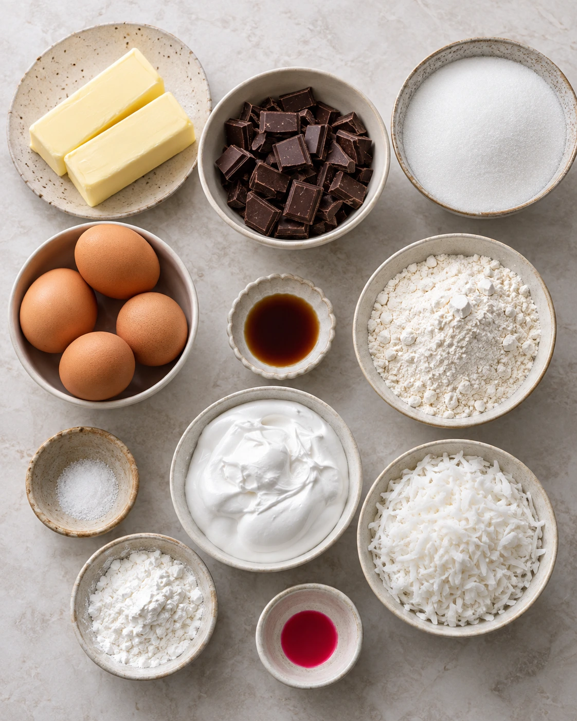 Exact measured ingredients for Sno Ball Brownies