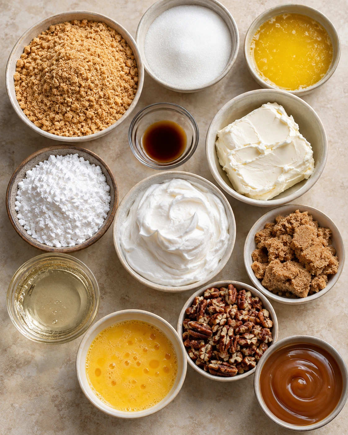 Exact measured ingredients for Pecan Pie Lasagna