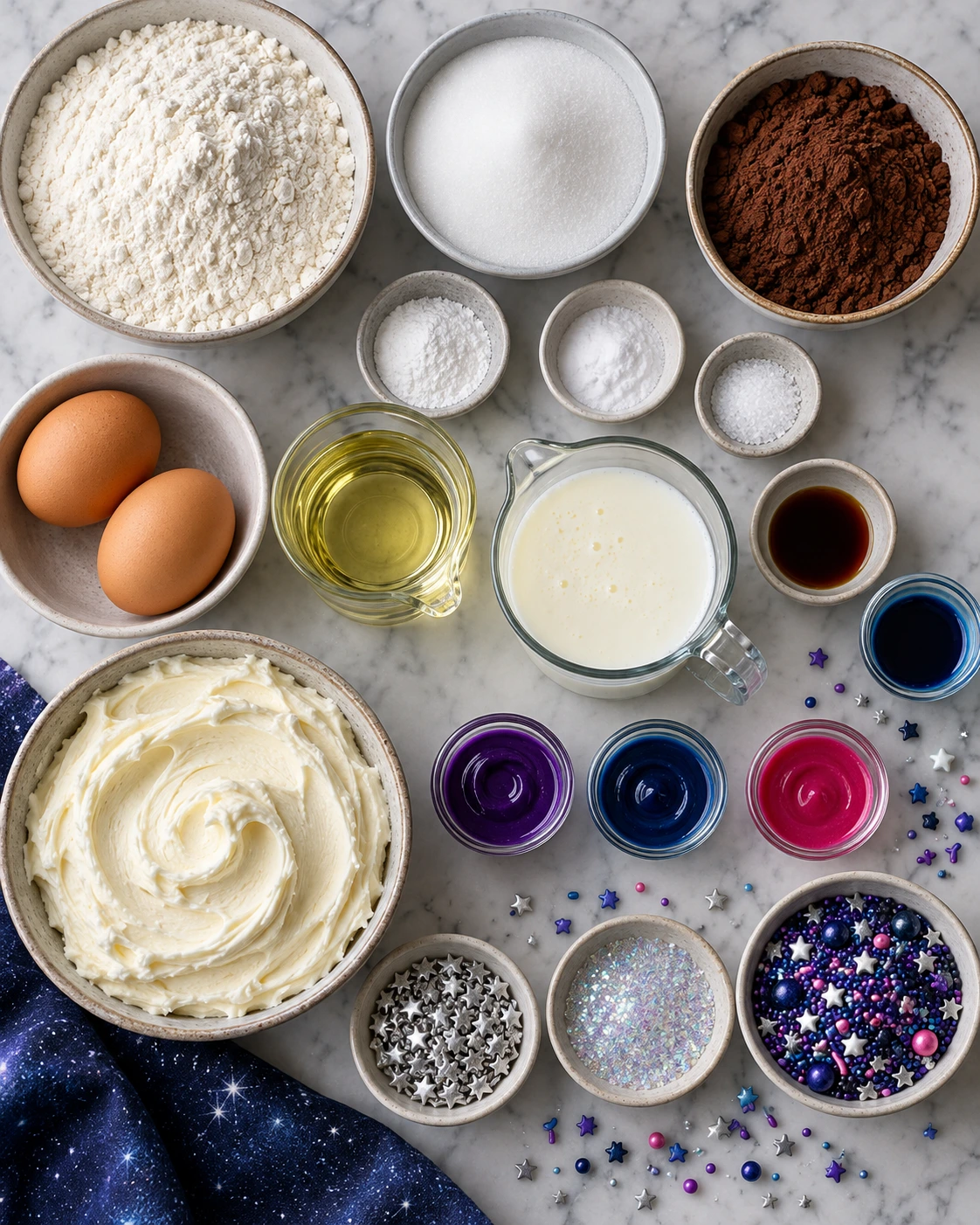 Exact measured ingredients for Galaxy Cupcakes