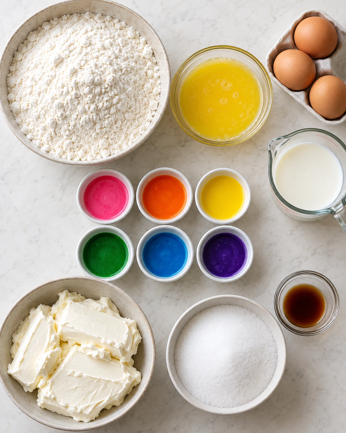Exact measured ingredients for Rainbow Cheesecake Swirl Bars