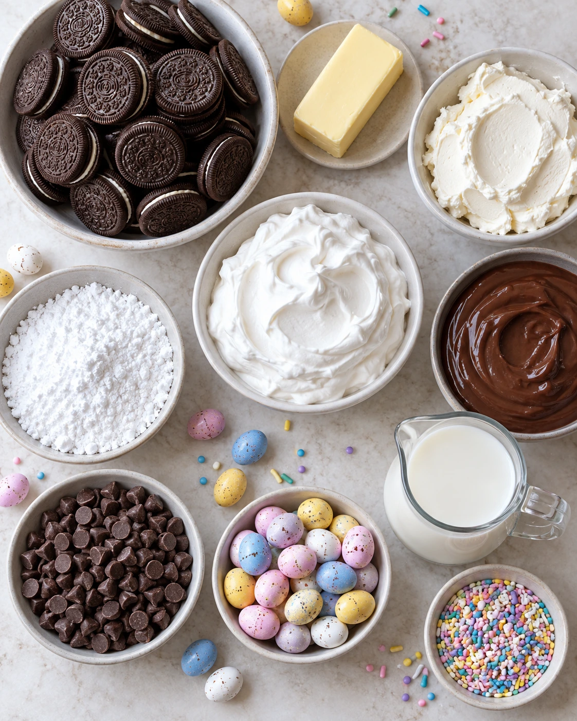 Exact measured ingredients for Easter Chocolate Lasagna