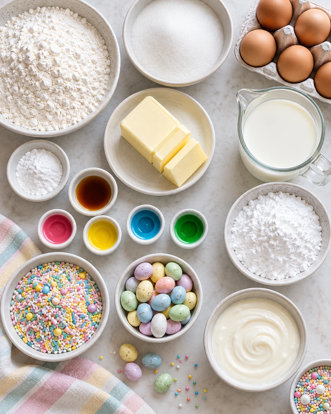 Exact measured ingredients for Surprise Inside Easter Bundt Cakes