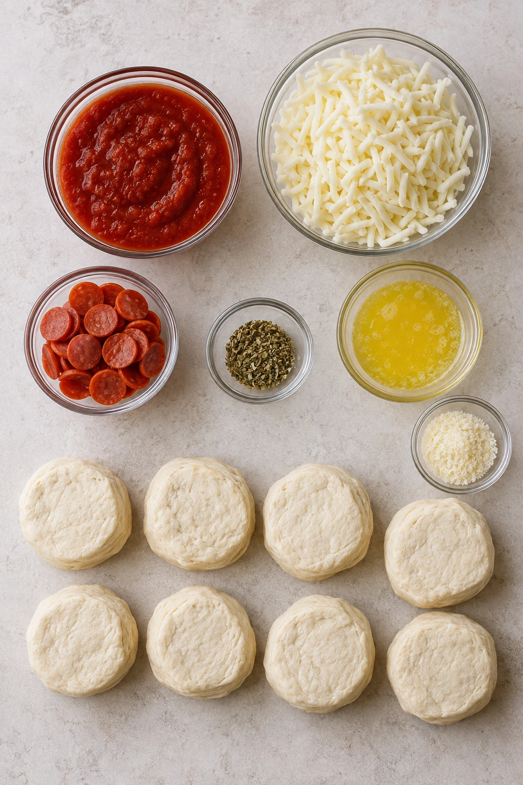 Exact measured ingredients for Cheesy Pizza Bombs