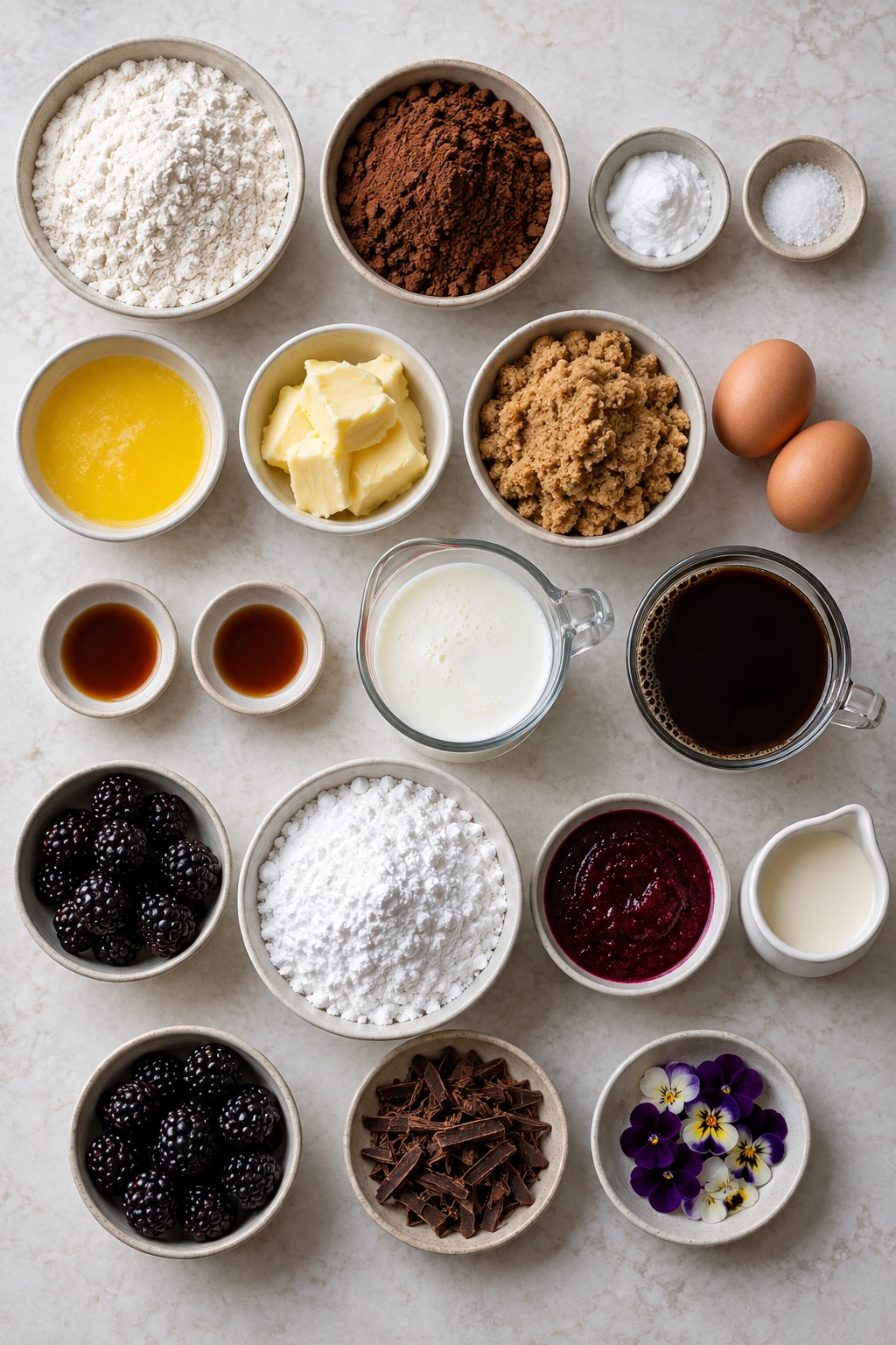 Exact measured ingredients for Dark Chocolate Blackberry Cupcakes
