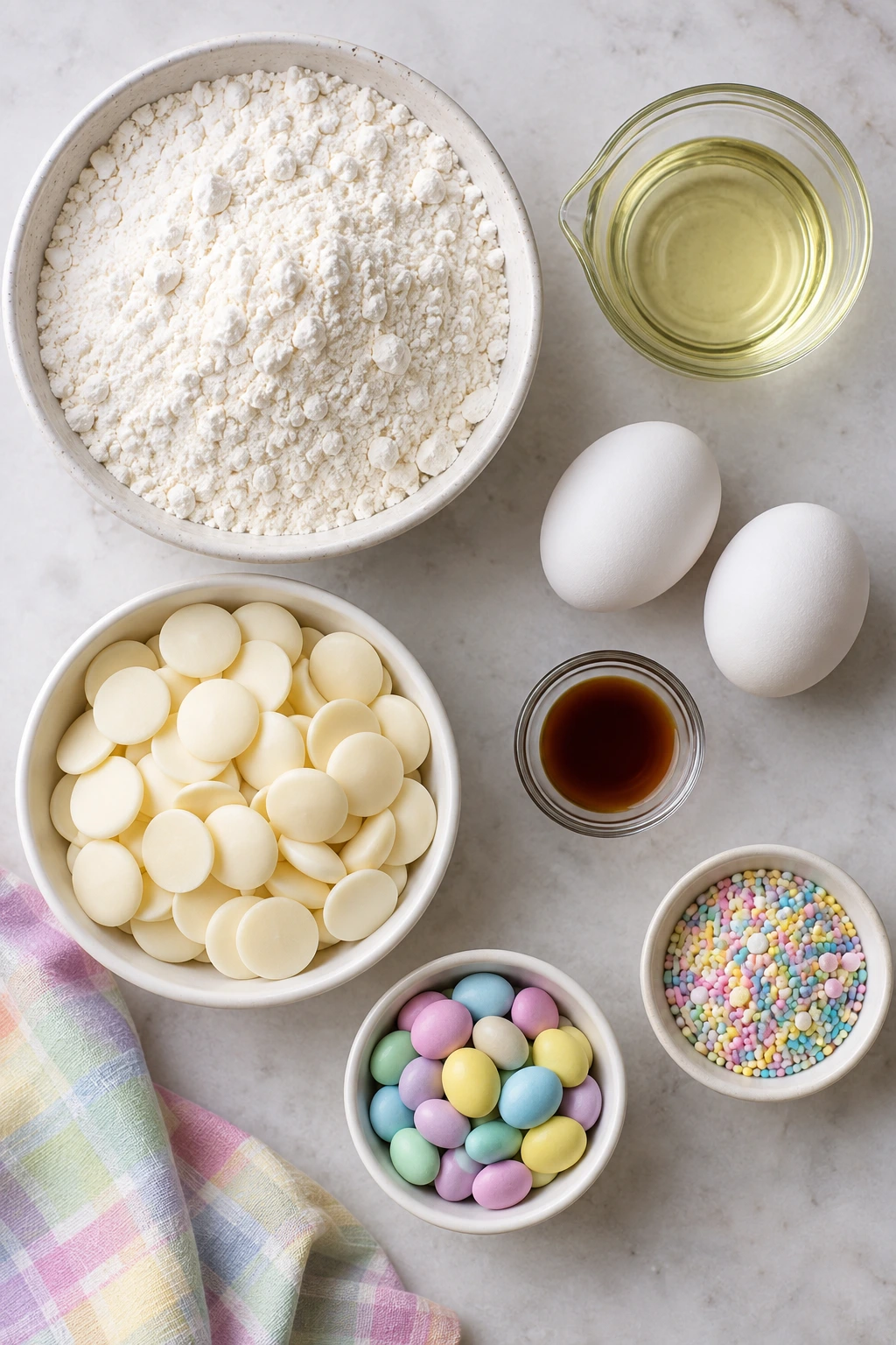 Exact measured ingredients for Easter Cake Mix Cookies