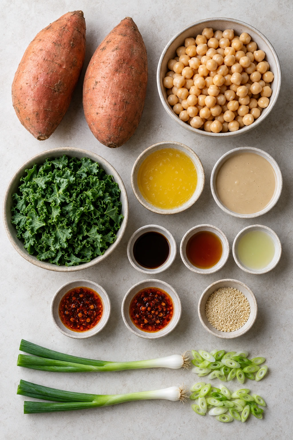 Exact measured ingredients for Sweet Potatoes with Tahini Butter Chickpeas