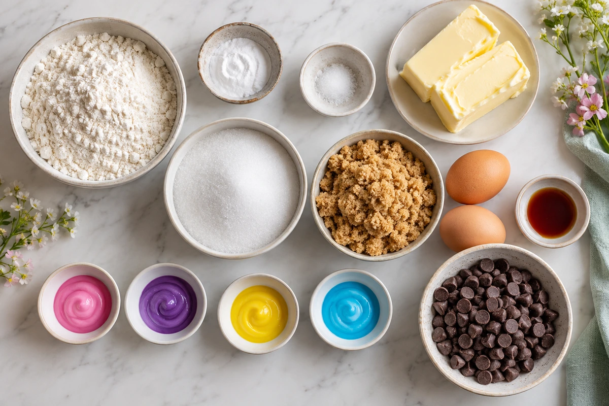 Exact measured ingredients for Easter Chocolate Chip Cookies