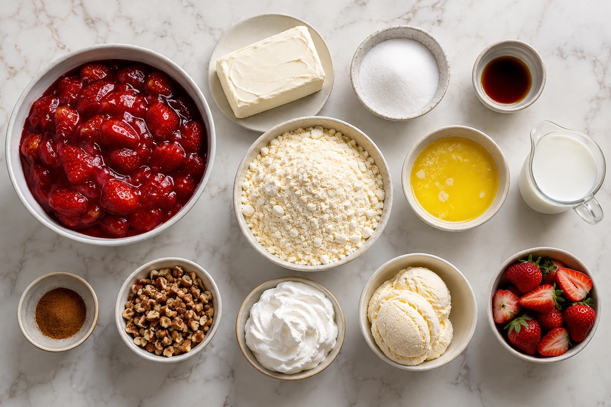 Exact measured ingredients for Strawberry Cheesecake Dump Cake