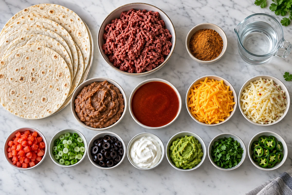 Exact measured ingredients for Homemade Mexican Pizza