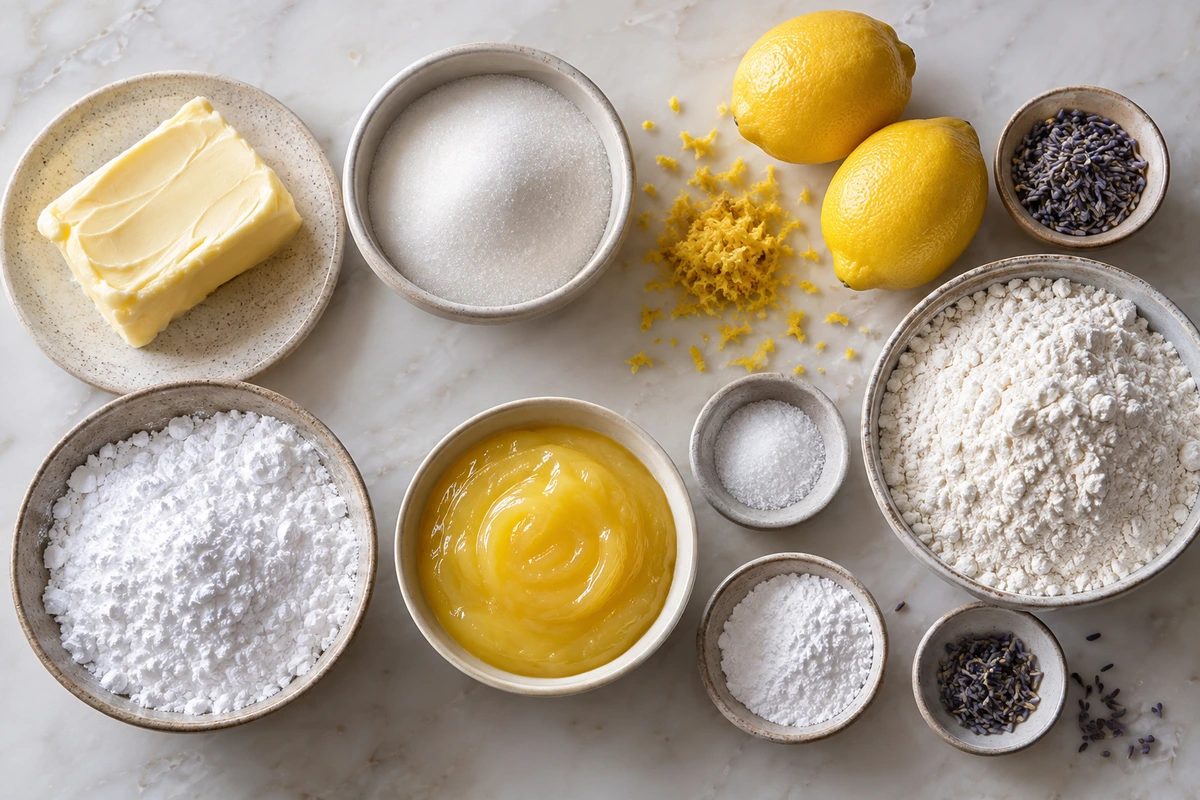 Exact measured ingredients for Lemon Lavender Sandwich Cookies