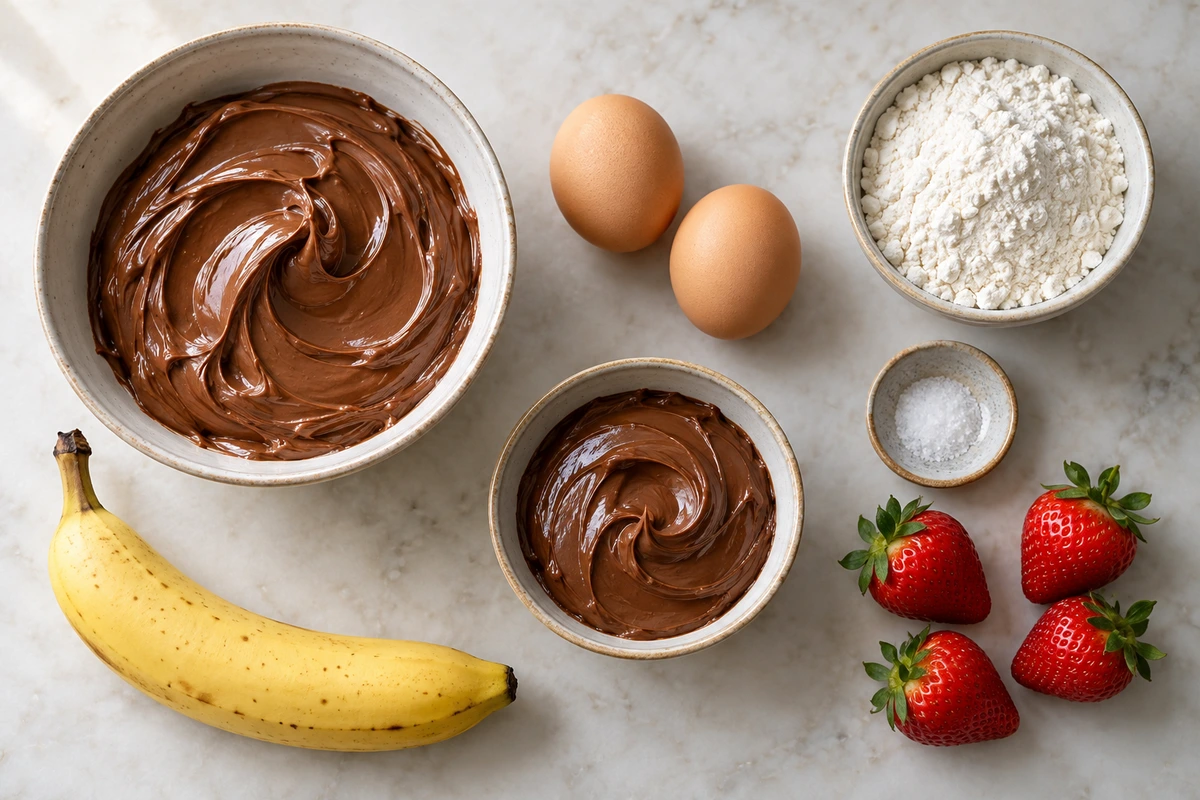 Exact measured ingredients for Chocolate Peanut Butter Brownie Pizza
