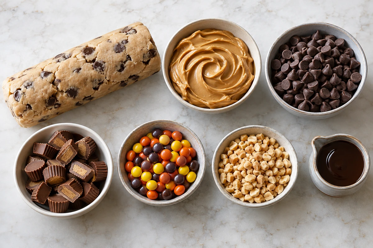 Exact measured ingredients for Chocolate Peanut Butter Pizza