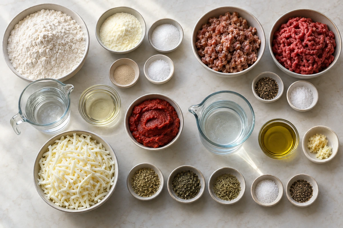 Exact measured ingredients for The Ultimate School Pizza