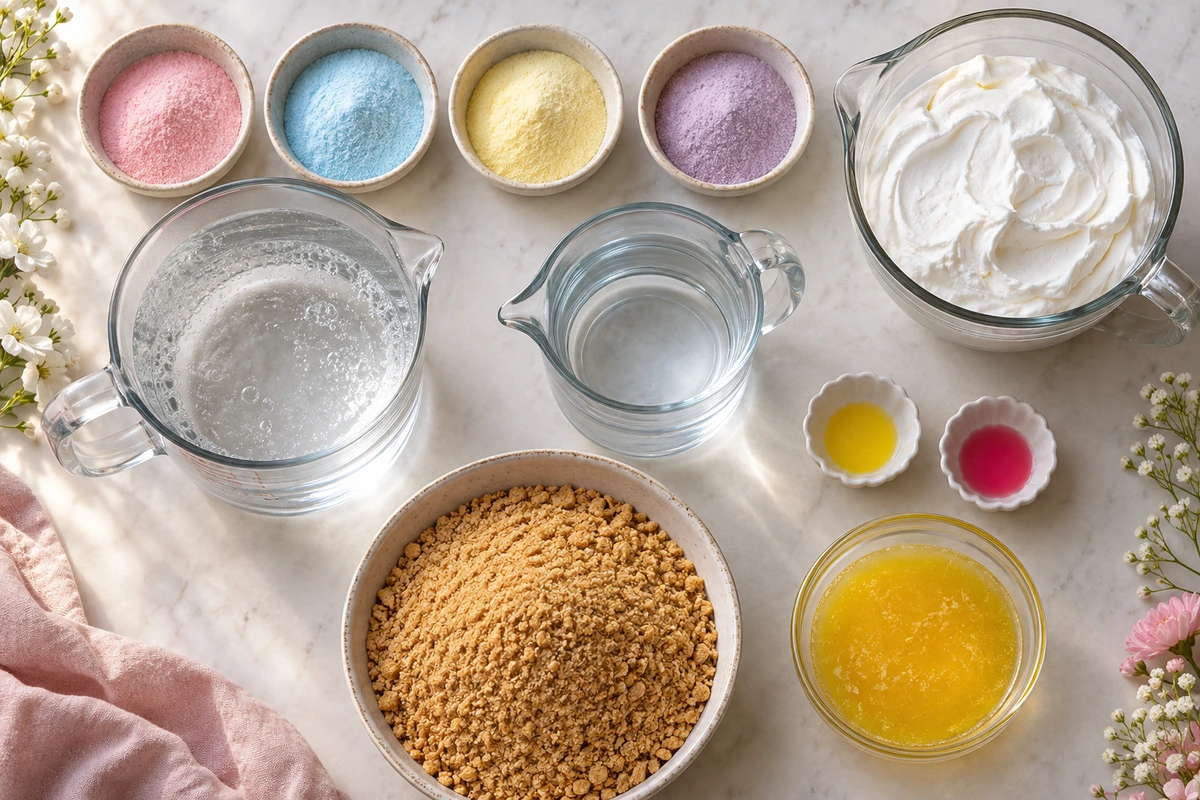 Exact measured ingredients for Easter Jello-O Pie