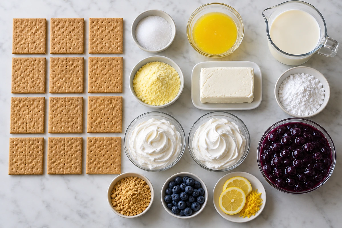 Exact measured ingredients for Lemon Blueberry Delight