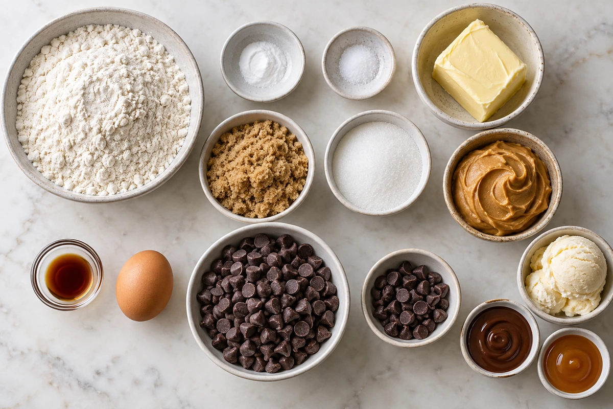 Exact measured ingredients for Peanut Butter Chocolate Chip Cookie Cups