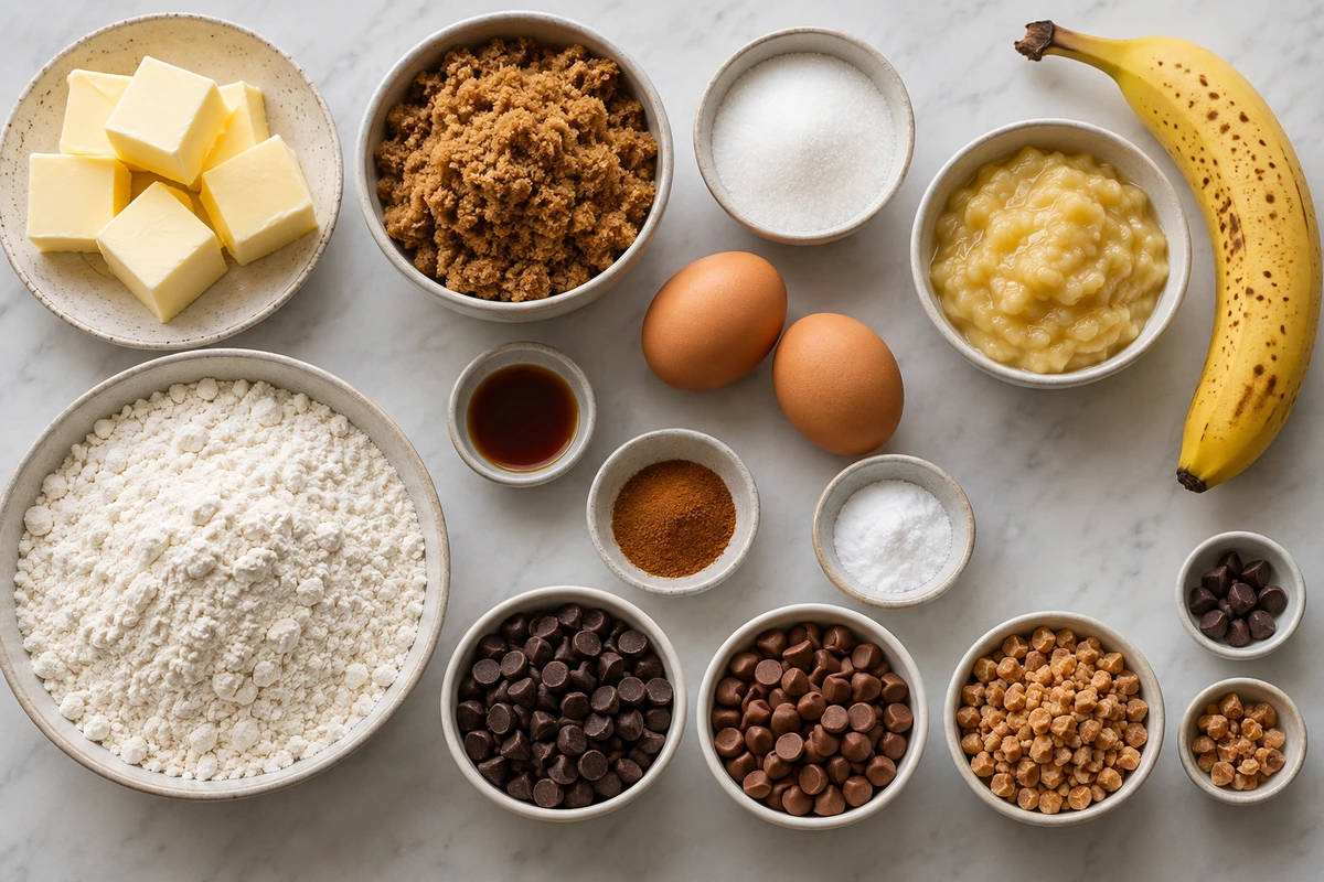 Exact measured ingredients for Banana Chocolate Chip Cookie Bars