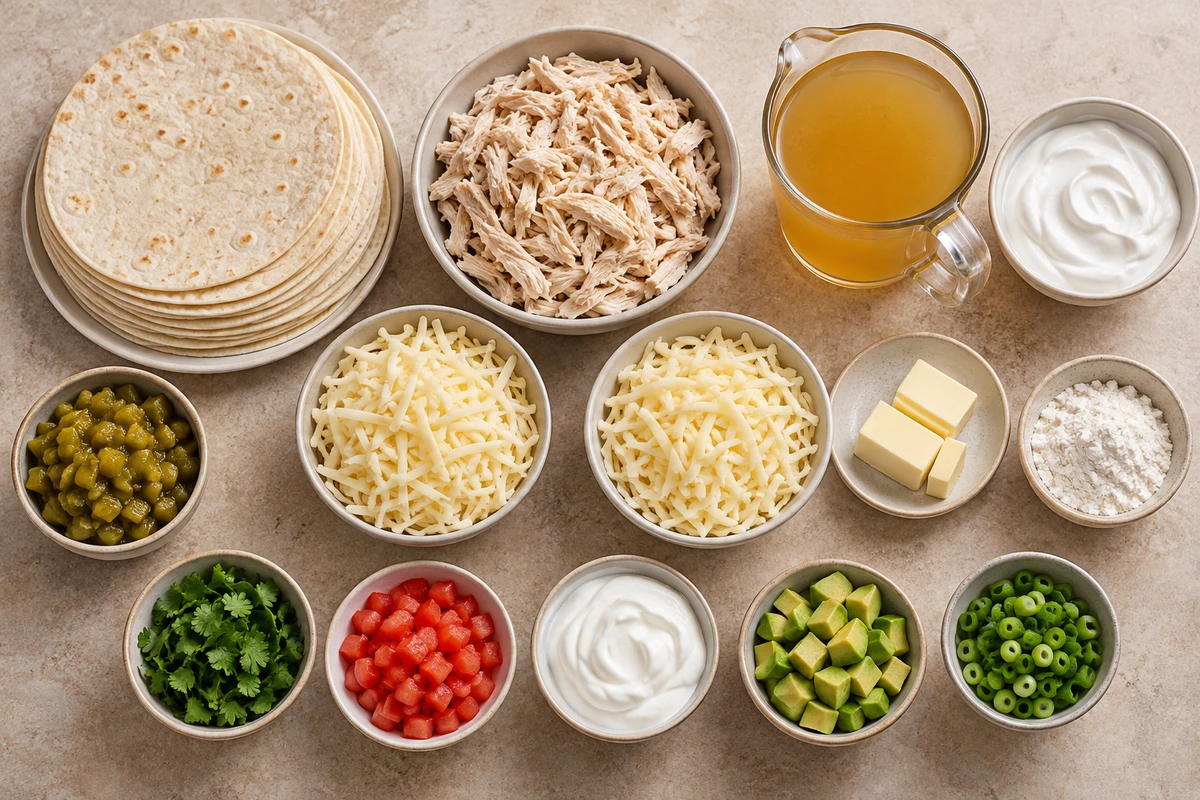 Exact measured ingredients for Easy White Chicken Enchiladas