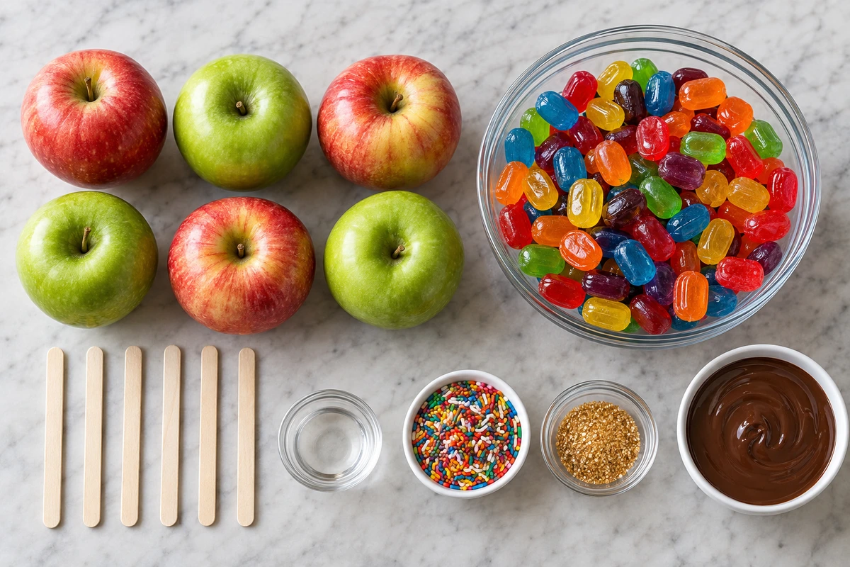 Exact measured ingredients for Jolly Rancher Candy Apples