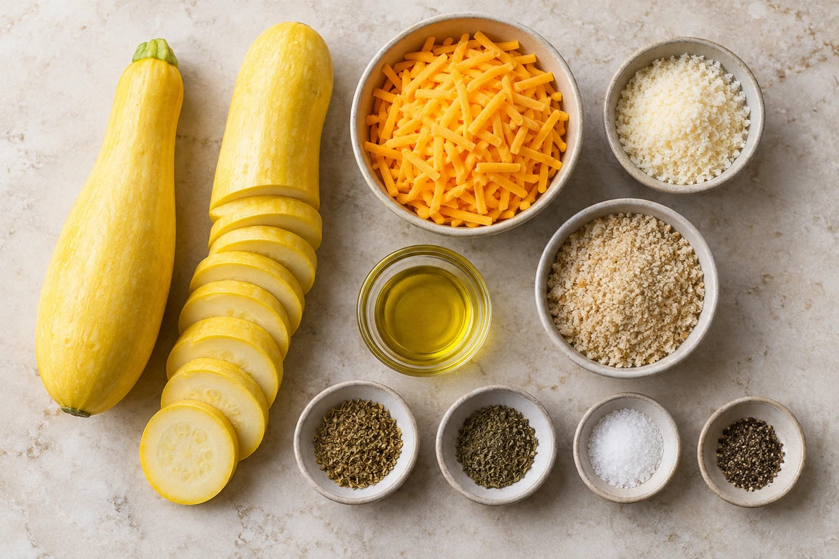 Exact measured ingredients for Cheesy Baked Squash Rounds