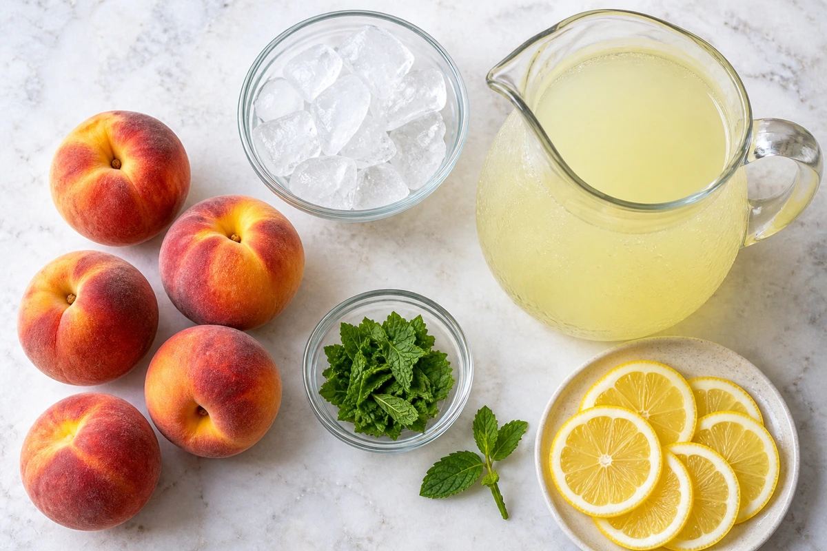 Exact measured ingredients for Refreshing Peach Lemonade