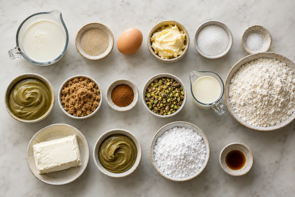 Exact measured ingredients for Small Batch Pistachio Cream Cinnamon Rolls