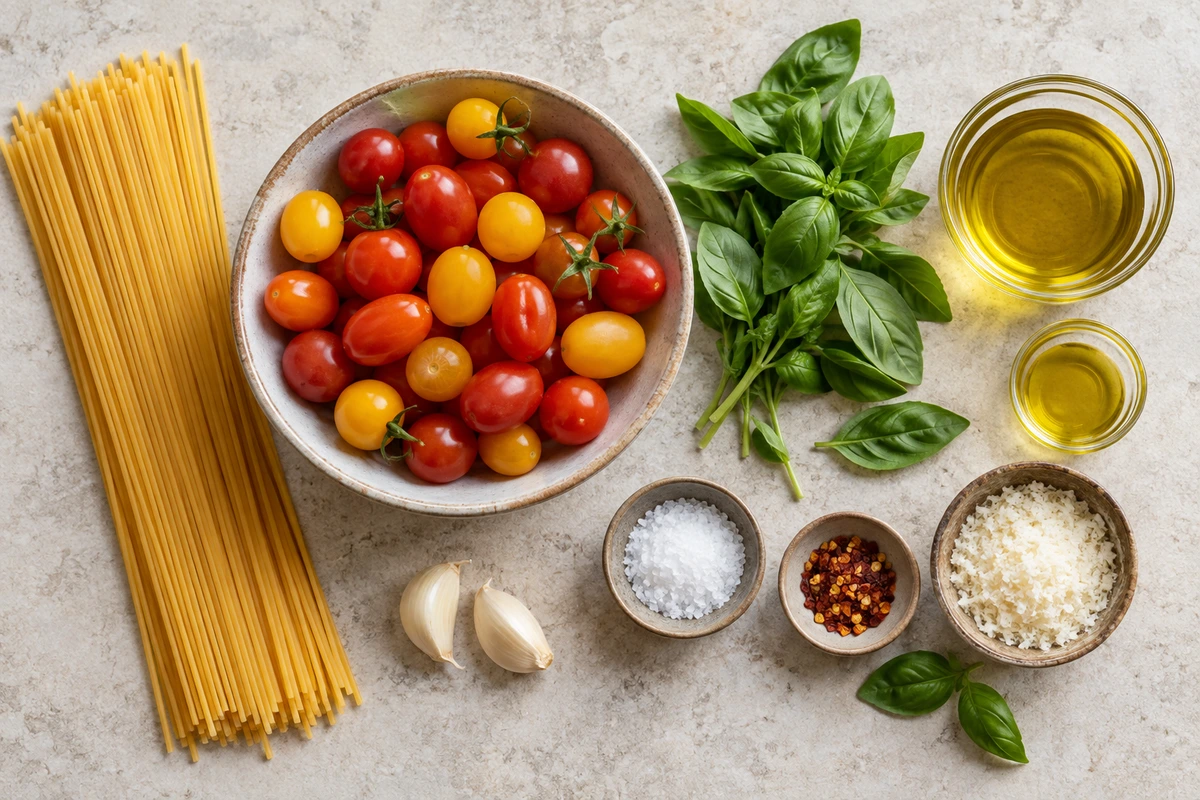 Exact measured ingredients for Cherry Tomato Pasta
