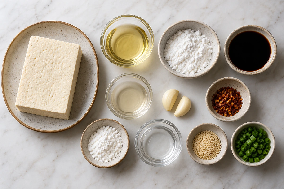 Exact measured ingredients for Crispy Sticky Tofu