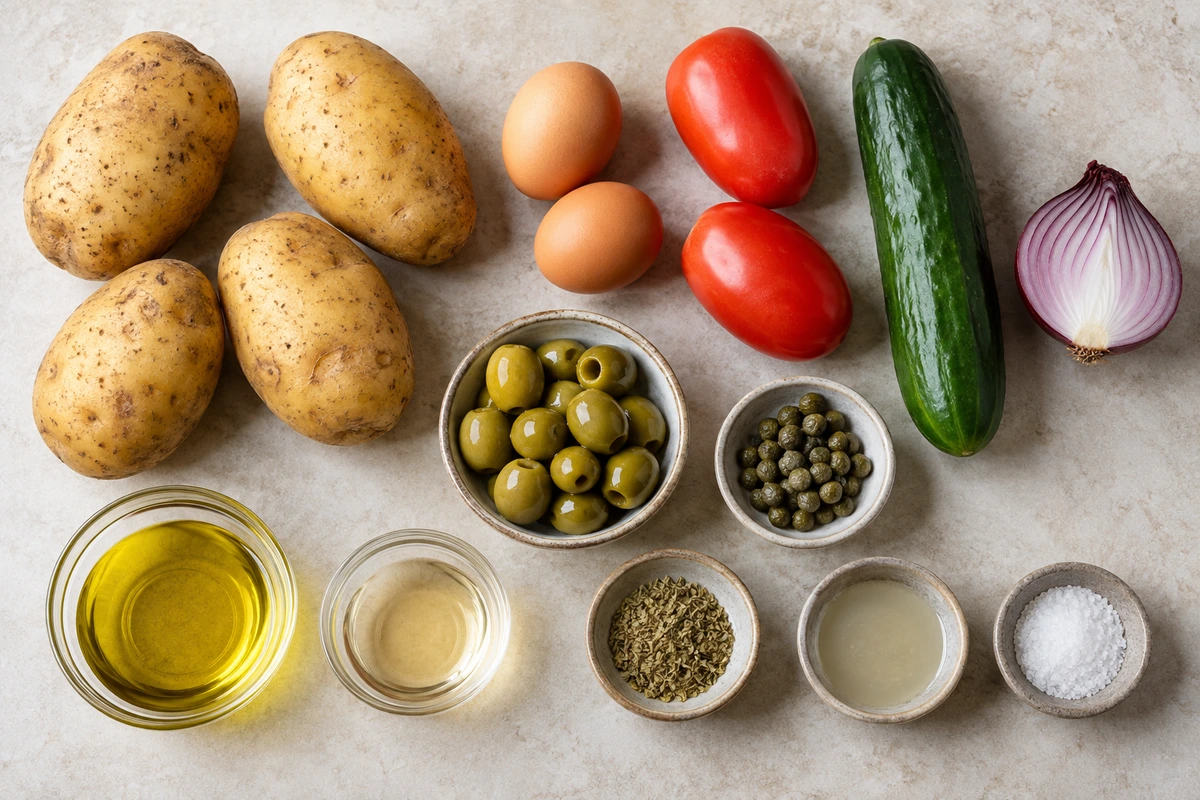 Exact measured ingredients for Italian Potato Salad