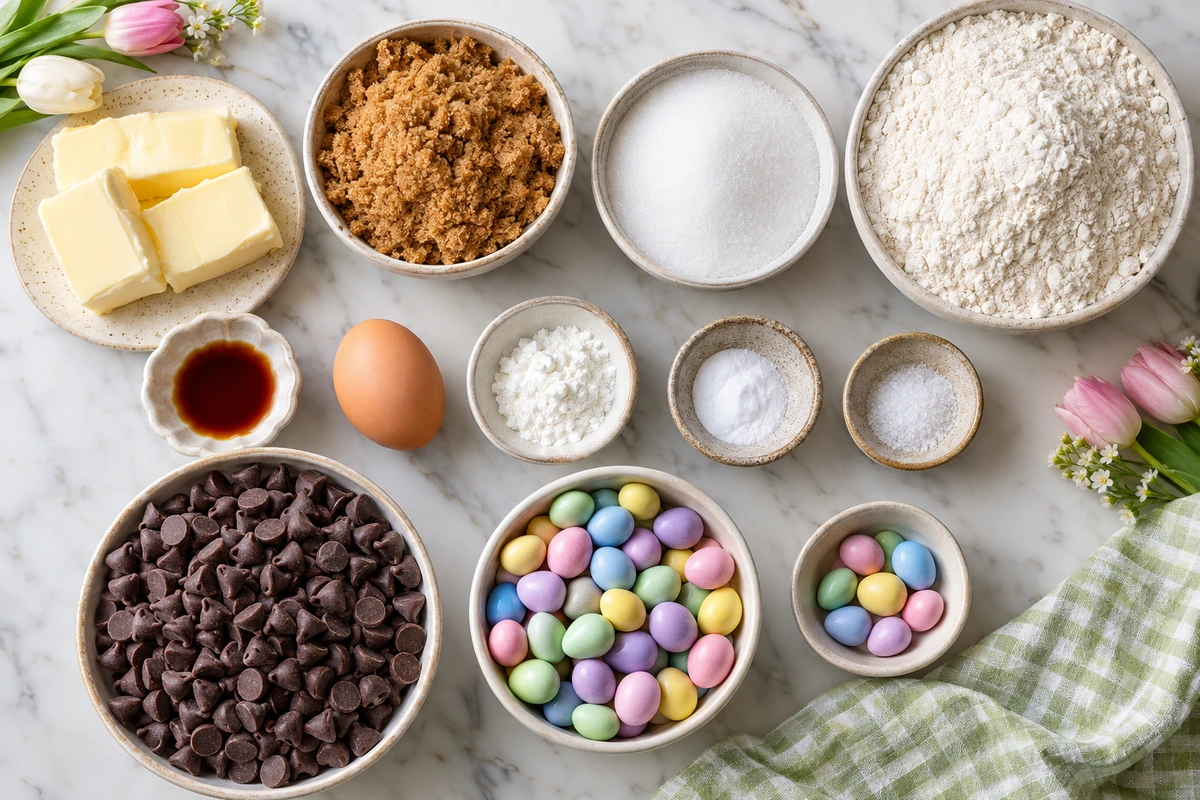 Exact measured ingredients for Easter Chocolate Chip Cookies