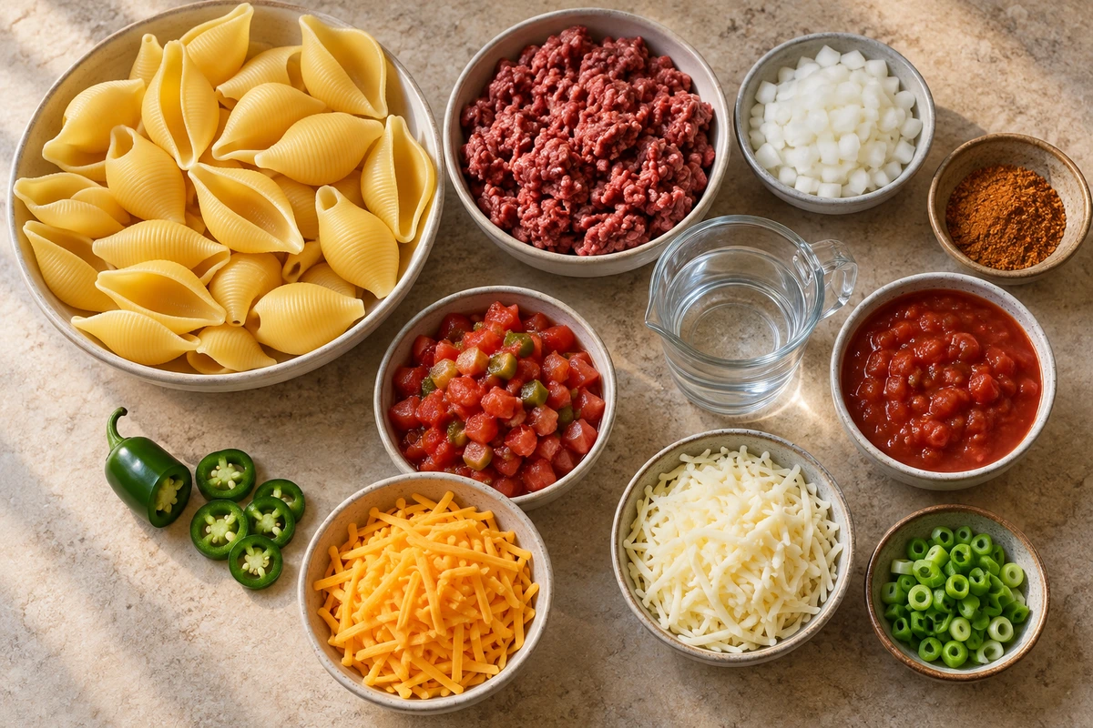 Exact measured ingredients for Taco Stuffed Shells