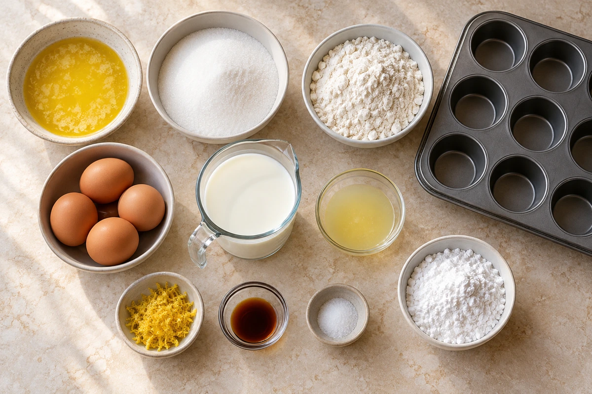 Exact measured ingredients for Baby Lemon Impossible Pies